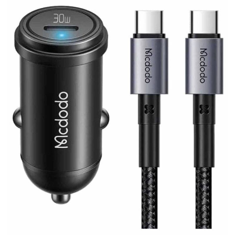 Mcdodo USB-C Car Charger With Type C Cable , 30 Watt, Black - CC-7493