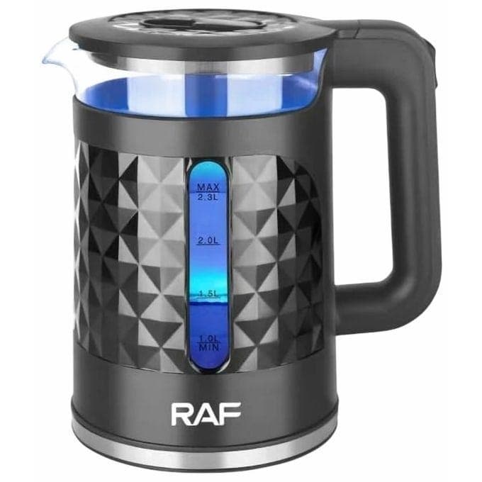 RAF Plastic Electric Kettle, 2.3 Liter, 1500 Watt, Black - R.7896