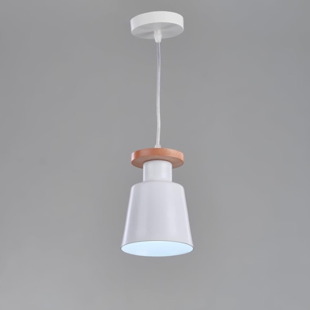 White Aluminum Ceiling Pendant*Wood Mw15