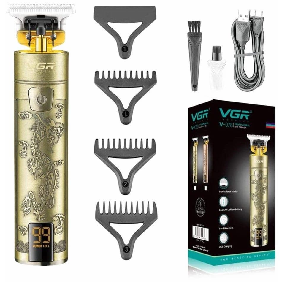 VGR Professional Rechargable Hair Trimmer, Gold - V-076
