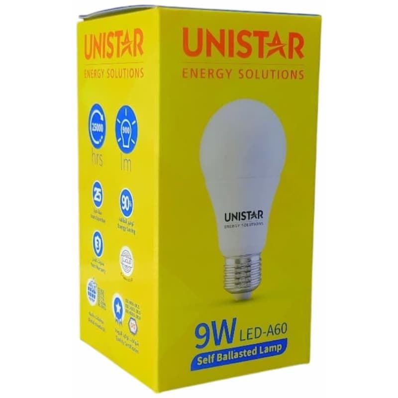 UNISTAR LED Bulb Lamp, White Light, 9 Watt, A60 - White