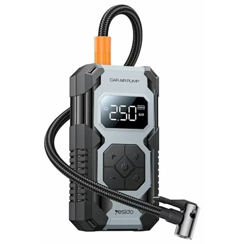 Yesido Digital Portable Air Compressor & Tire Inflator, 7800 mAh, 9 V, Black - VC12