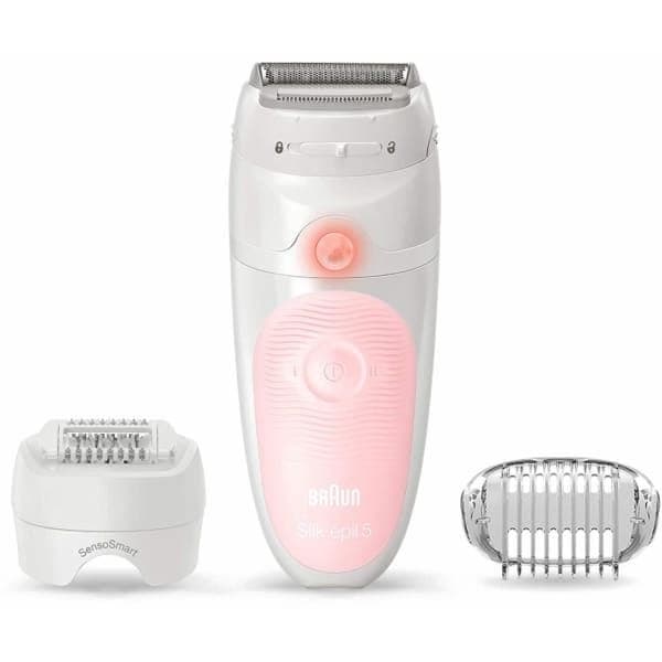 Braun Silk-épil 5 Wet And Dry Epilator With Pouch, Pink White - SES 5-620