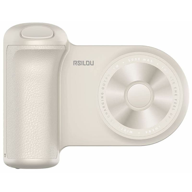 Rsilou Type-C Wired And Magnetic Wireless Power Bank, 5000 mAh, 1 Port, Beige - R1015-002