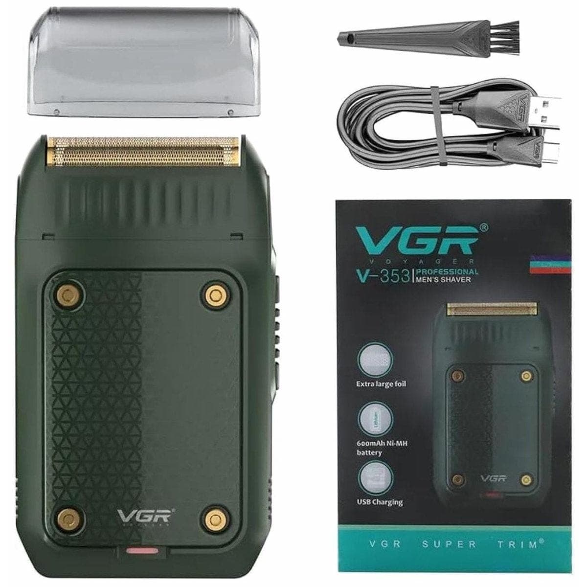 VGR Professional Rechargeable Foil Shaver, Green - V-353 ( International Warranty ) ( International Warranty )