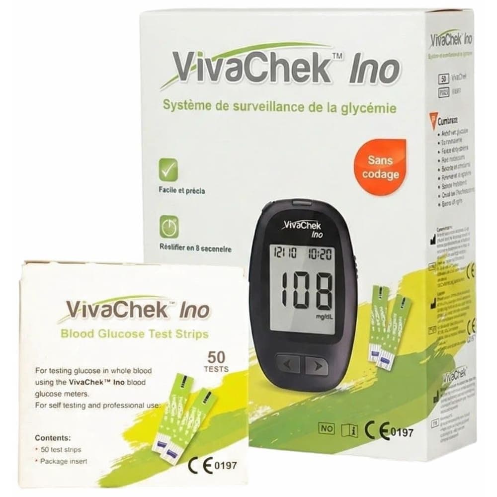 Bundle Of UltraLife Viva Check INO Blood Sugar Test with Blood Glucose Test Strips - 50 Strips
