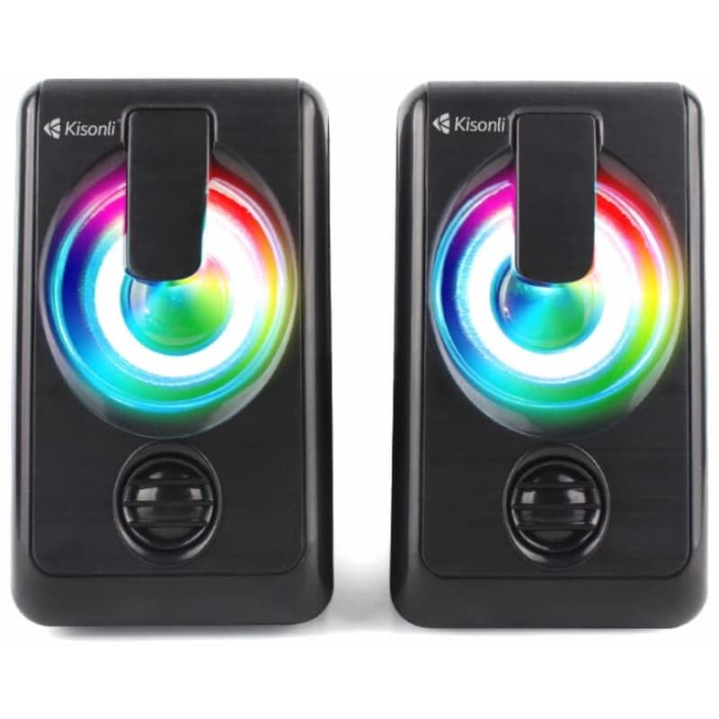Kisonli Wired Computer Speaker, 2 Units, Black - L-1010