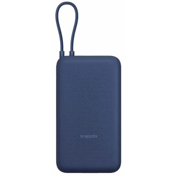 Xiaomi Wired USB-C + USB-A Power Bank With Built in USB-C Cable, 20000 mAh, 3 Port, 33Watt, Blue - PB2030MI