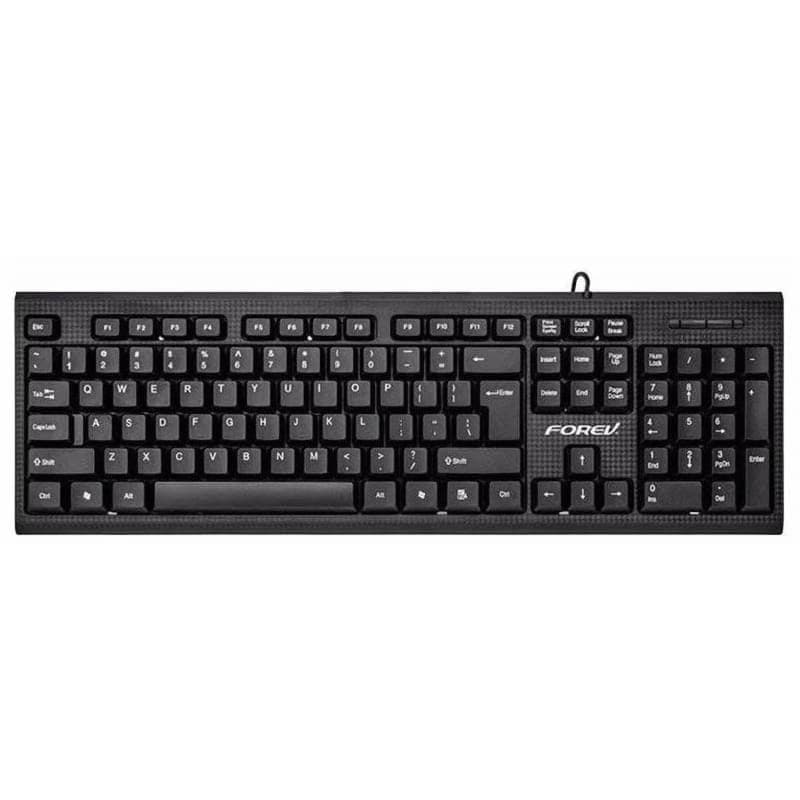 Forev Wired Water Resistant Standard Keyboard , Black - FV-236