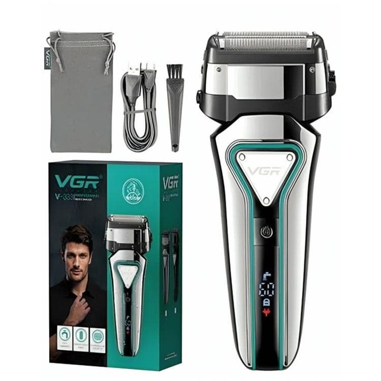 VGR Professional Rechargeable Wet and Dry Foil Shaver, Silver Black - V-333 ( International Warranty )