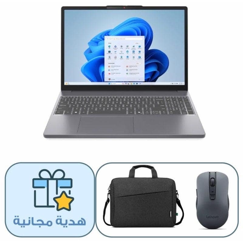 Lenovo IdeaPad Slim 3 15IRH10 Laptop, Intel Core i5-13420H Processor, 15.6 Inch WUXGA Display, 512 GB SSD, 8 GB RAM DDR5, Intel UHD Graphics, DOS, Luna Grey - 83K100FLED With Lenovo WL310 Mouse & Laptop Topload T210 Laptop Bag Free Gifts