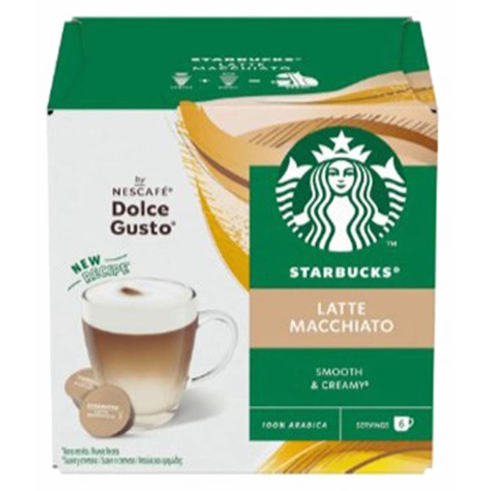 Starbucks Medium Roast Latte Macchiato Espresso Coffee Capsules for Dolce Gusto Coffee Machines, 12 Capsules - 168 g