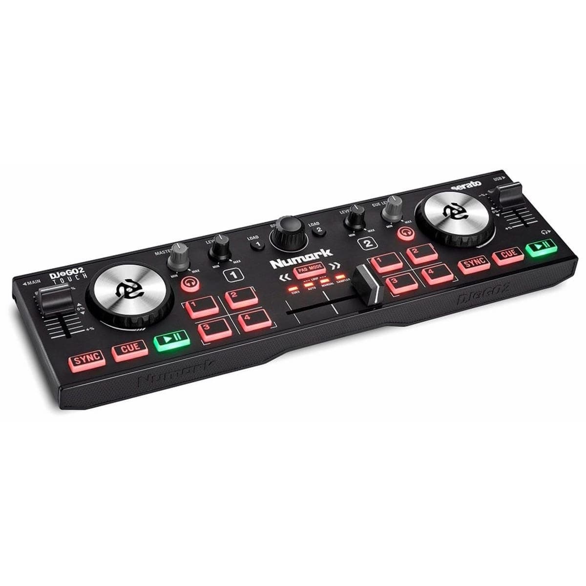 Numark Touch Pocket DJ Controller with Capacitive Touch Jog Wheels, Black - DJ2GO2