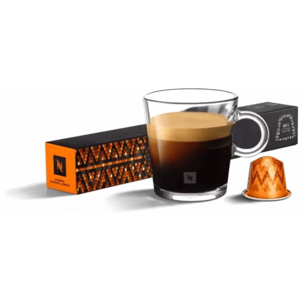 Nespresso Medium Roast Vienna Linizio Lungo Espresso Coffee Capsules for Nespresso Coffee Machines, 10 Capsules - 55 g