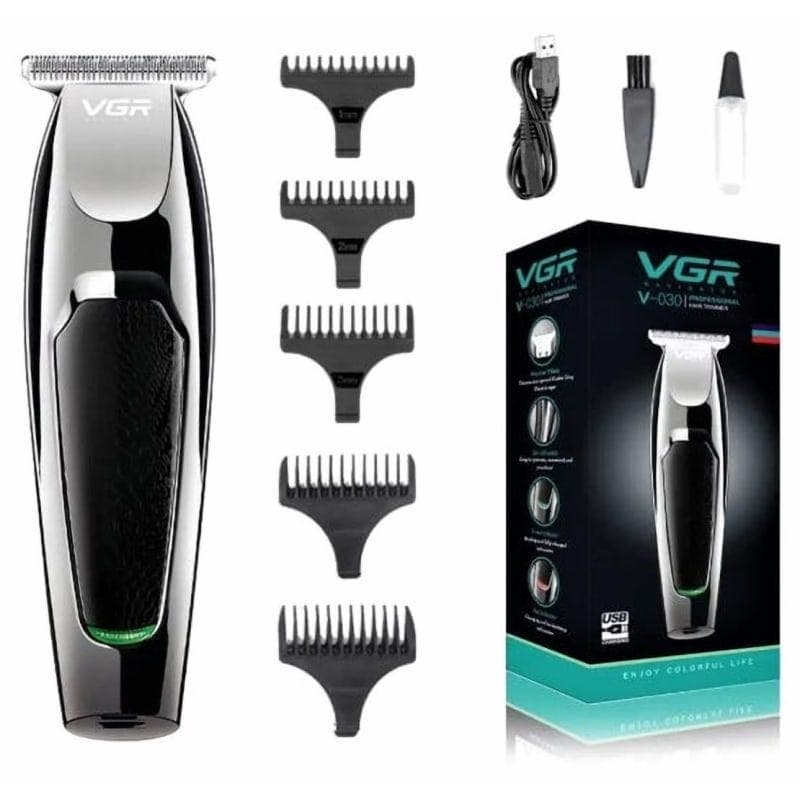 VGR Professsional Rechargeable Clipper and Trimmer, Black Silver - V-030