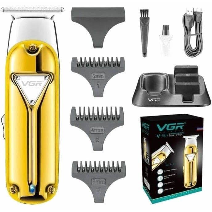 VGR Professional Rechargeable Wet and Dry Hair Trimmer, Gold - V-967 ( International Warranty )