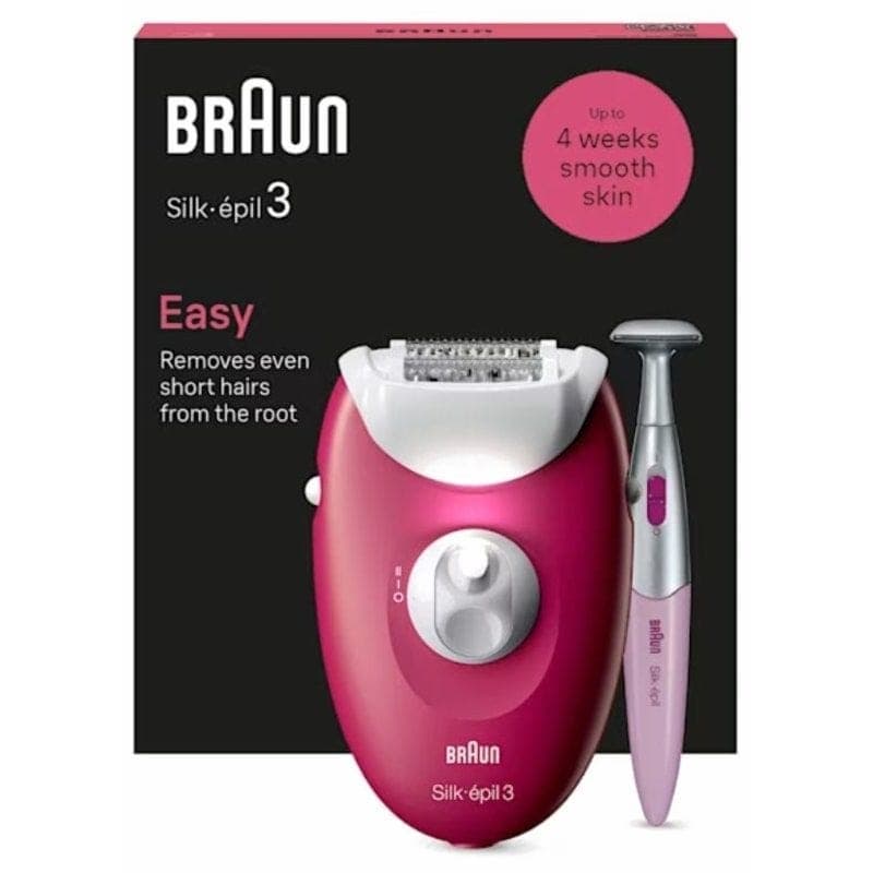 Braun Silk-épil 3 Corded Epilator, Pink - SE3-202 ( International Warranty )