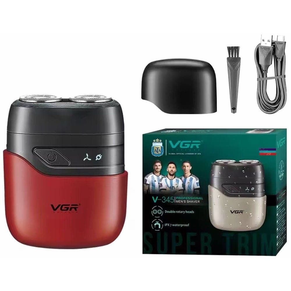 VGR Professional Rechargeable Wet and Dry Foil Shaver, Red Black - V-345