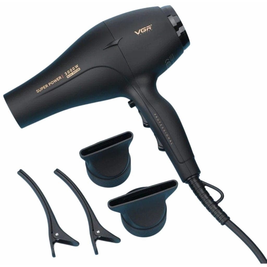 VGR Professional Hair Dryer, 3000 Watt, Black - V-406 ( International Warranty )